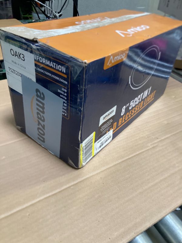 Photo 1 of Amico 12 Pack 8 Inch 5CCT Ultra-Thin LED Recessed Ceiling Light with Junction Box, 2700K/3000K/3500K/4000K/5000K Selectable, 18W Eqv 125W, Dimmable Canless Wafer Downlight, 1600LM High Brightness -ETL