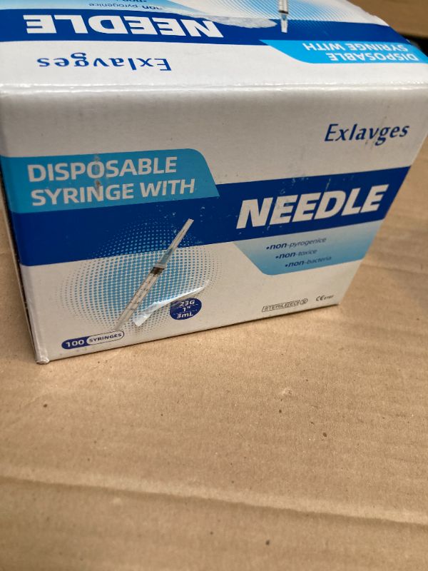 Photo 1 of 100 Pack Disposable 3ml/cc Lab Syringes with 23Ga 1 Inch Needle Luer Lock, Individually Sealed Packed