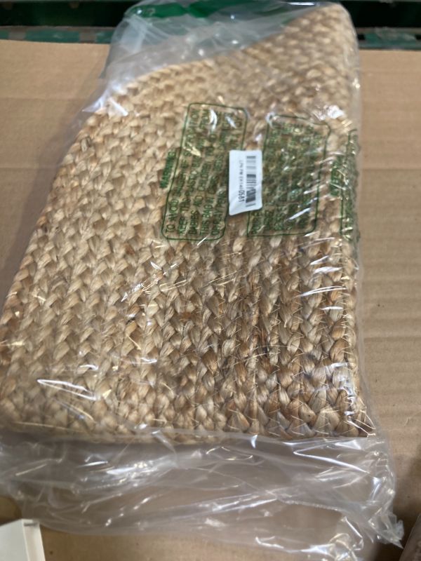 Photo 1 of Tinideya Braided Jute Dog Bowl Mat 31 x 20 Inch Pet Food Mat Natural Cat Placemats for Food and Water Dish Dog Rug Non Toxic Feeding Mats for Pet Bowl