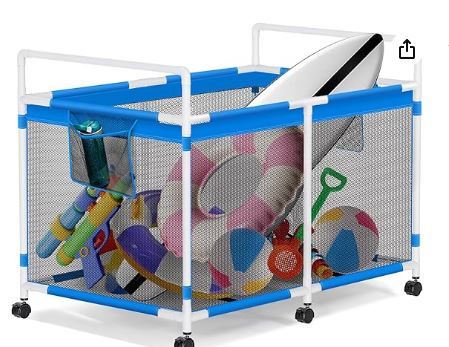 Photo 1 of ANGAR 298 Gallons Pool Float Storage, Extra Large Pool Toy Storage Bin (69" L x 35" W x 32" H), Pool Float Toy Holder with 360° Wheel, Pool Float Storage Organizer for Noodles, Toys, Floats, Towels