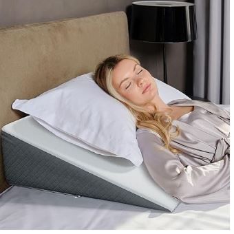 Photo 1 of Kölbs Bed Wedge Pillow for Sleep Apnea, Sleeping Comfort, Relaxing, Acid Reflux, Heartburn and Back Pain Relief. Cushion for Sitting Up in Bed. Memory Foam Top, Chic Jacquard Washable Cover.
