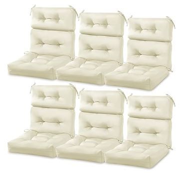 Photo 1 of Mixweer 6 Pack Outdoor/Indoor High Back Chair Cushion Rocking Chair Pads Tufted Seat/Back Cushion Weather Resistant Adirondack Seat Pads for Outdoor Patio Furniture--BROWN
