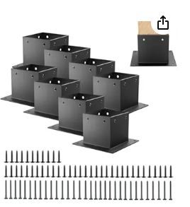 Photo 1 of 8 pcs 4x4 Stainless Steel Deck Post Base | Internal 3.5"X3.5"| 13GA Thick Matte Black Powder Coating Post Anchor, 4x4 Post Bracket for Wood Posts, Fence, Deck Railing, Handrail Railing Support