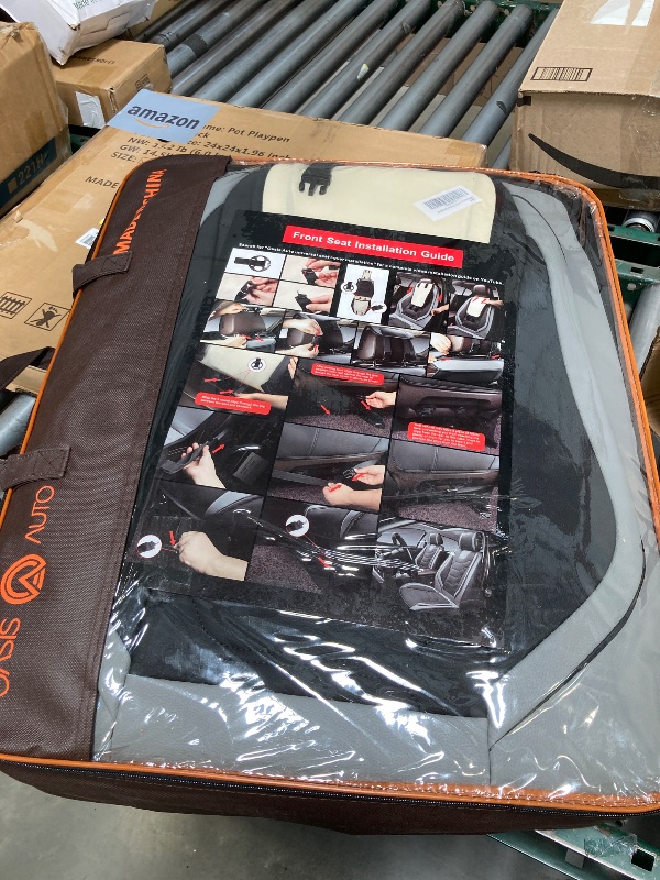 Photo 1 of OASIS AUTO Car Seat Covers Premium Waterproof Faux Leather Cushion Universal Accessories Fit SUV Truck Sedan Automotive Vehicle Auto Interior Protector Full Set (OS-004 Black&Gray)