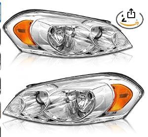 Photo 1 of Headlights Assembly W/Bulbs for 2006-2013 Chevy Impala for 14-16 Chevy Impala Limited, 06-07 Chevy Monte Carlo Headlamp Replacement Pair