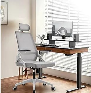 Photo 1 of Ergonomic Headrest Office Chair Adjustable Height Seat with 4D Flip Armrest Big and Tall mesh Chair Lumbar Support Office Learning Chair Comfortable Office Chair White