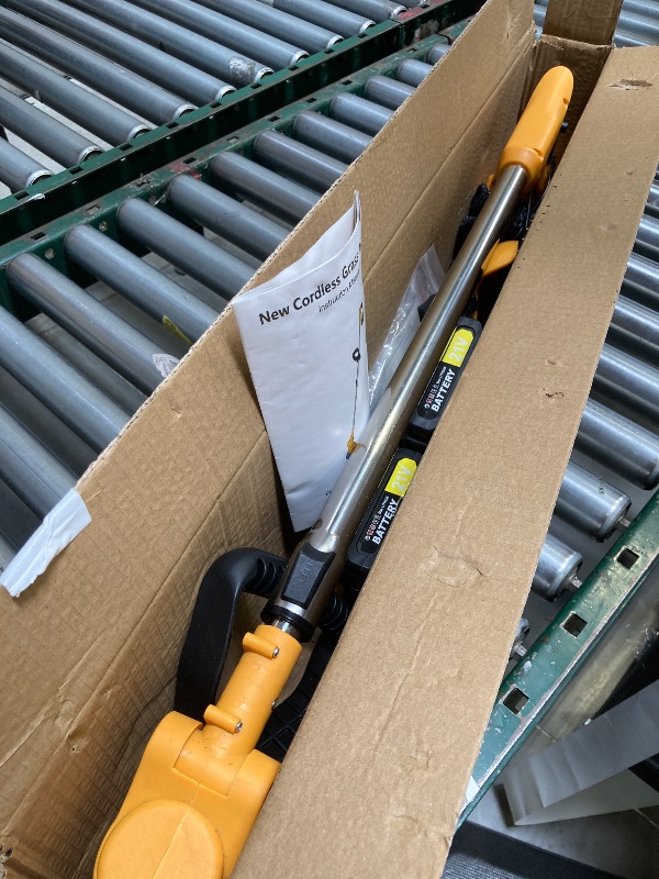 Photo 1 of 20000 RPM Electric Weed Wacker Cordless Eater, 21V Height Adjustable 6" Heavy-Duty Garden Edger Brush Cutter Cordless, Grass Trimmer Lawn Mower Trimmer with Blades, 2 Batteries, Charger (Yellow)