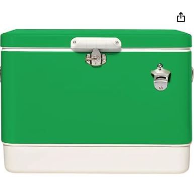 Photo 1 of FSE Retro Metal Cooler, 80 Can/54 Qt. Capacity, Hard-Sided, Two Tone, Holds Up to 80 Beverage Cans, Metal Construction with Plastic Lining