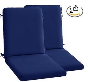 Photo 1 of High Back Outdoor Chair Cushions Set of 2-44''x20'' Patio Dining Chair Cushions with Waterproof, Fade-Resistant, Removable & Machine-Washable Covers, Navy Blue