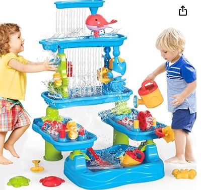 Photo 1 of Dolanus 5-Tier Water Table for Toddlers with Beach Toy, Sand Activity Sensory Playset, Summer Outdoor Outside Pool Backyard Toys for Kids Baby 3 4 5 8 Year Old, Toys for Ages Boys Girls Gift