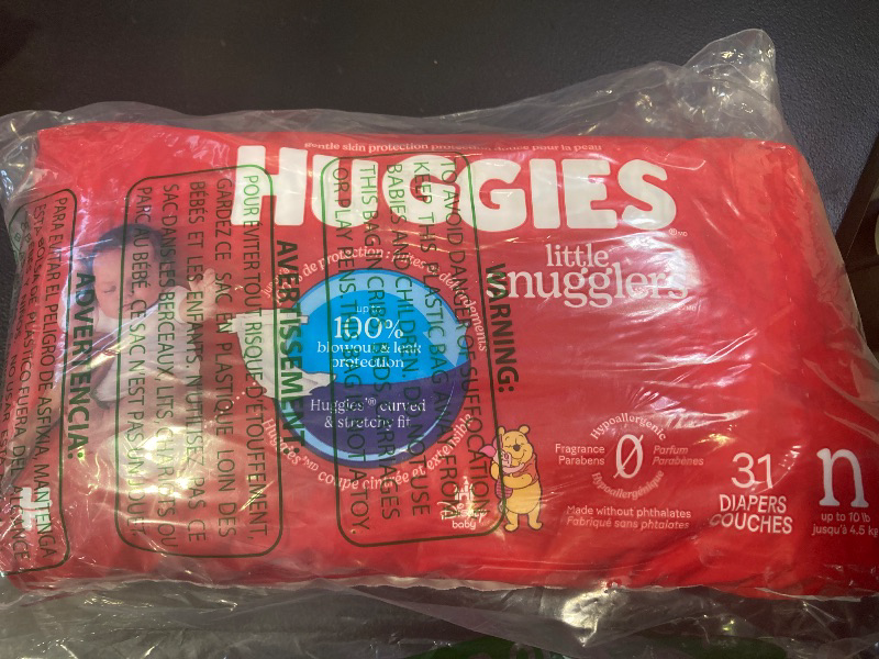 Photo 1 of Huggies Little Snugglers Baby Diapers, Size Newborn (up to 10 lbs), 31 Ct, Newborn Diapers