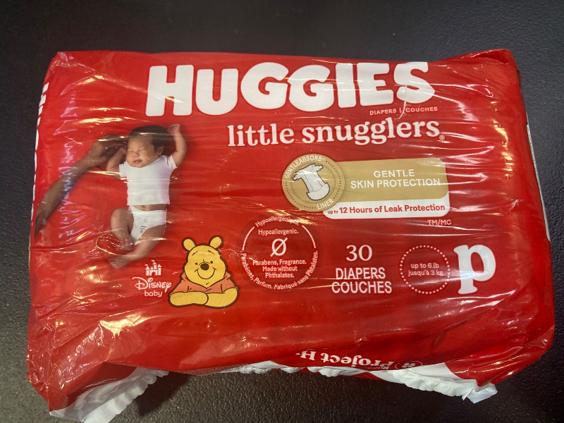 Photo 1 of Huggies Newborn Diapers, Little Snugglers Baby Diapers, Size Preemie (up to 6 lbs), 30 Count