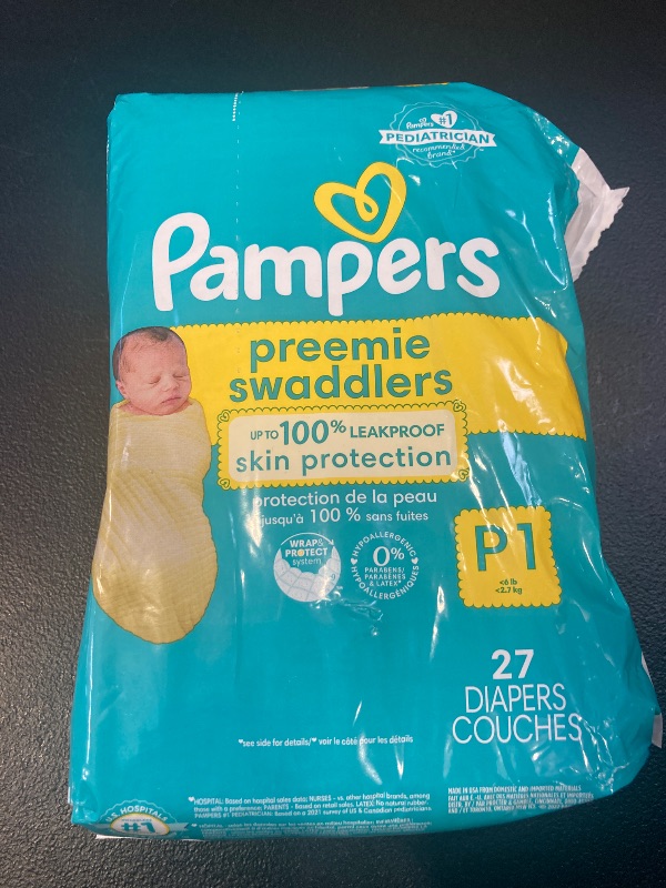 Photo 1 of Pampers Baby Diapers - Swaddlers - Size P1, 27 Count, Ultra Absorbent Disposable Preemie Diaper