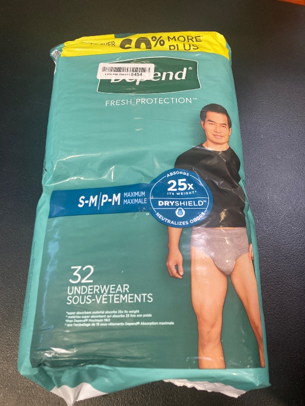 Photo 1 of Depend Fresh Protection Adult Incontinence Underwear for Men, Disposable, Maximum, Small/Medium, Grey, 32 Count, Packaging May Vary