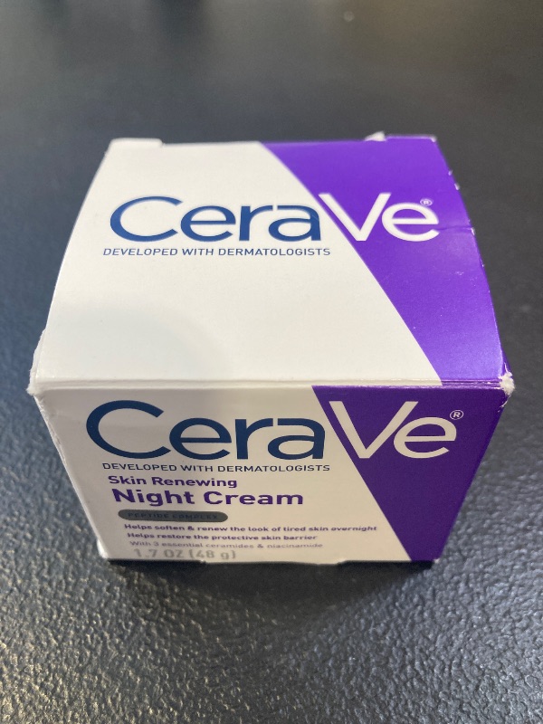 Photo 1 of CeraVe Skin Renewing Night Cream, Niacinamide, Peptide Complex, and Hyaluronic Acid Moisturizer for Face, 1.7 Ounce, Packaging may Vary