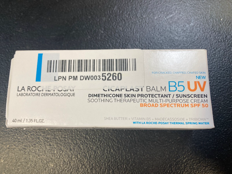 Photo 1 of La Roche Posay Cicaplast Balm B5 UV SPF 50, Vitamin B5 + Shea Butter + Tribioma + Madecassoside + Zinc Oxide Sunscreen, Post Treatment Skin Protectant With SPF, Multi-Purpose Cream For Dry Skin