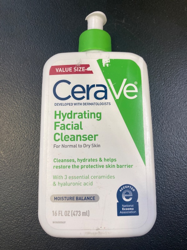 Photo 1 of CeraVe Hydrating Facial Cleanser, Moisturizing Face Wash For Dry Skin, Hyaluronic Acid + Ceramides + Glycerin, Hydrating Cleanser For Normal To Dry Skin, National Eczema Association Certified