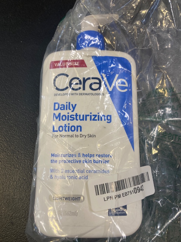 Photo 1 of CeraVe Daily Moisturizing Lotion for Dry Skin, Body Lotion & Face Moisturizer with Hyaluronic Acid and Ceramides, Daily Moisturizer, Fragrance Free, Oil-Free, 19 Ounce