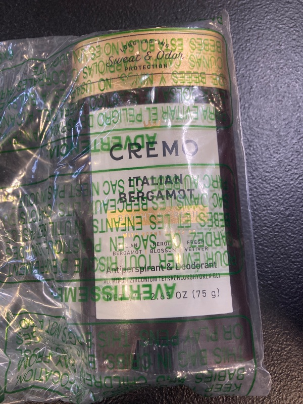 Photo 1 of Cremo Italian Bergamot Antiperspirant & Deodorant for Men, 48-hour Sweat and Odor Protection, 2.65oz