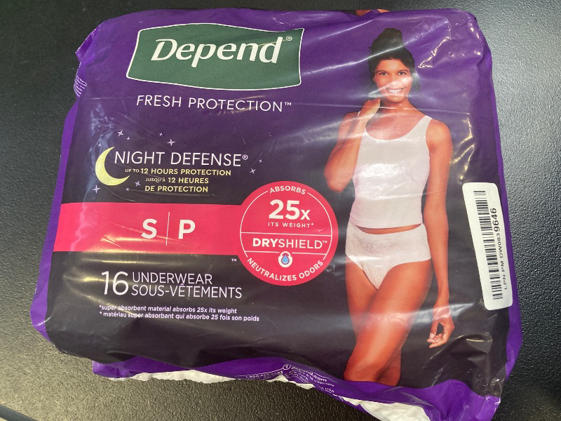 Photo 1 of Depend Night Defense Adult Incontinence & Postpartum Bladder Leak Underwear for Women, Disposable, Overnight, Small, Blush, 16 Count, Packaging May Vary