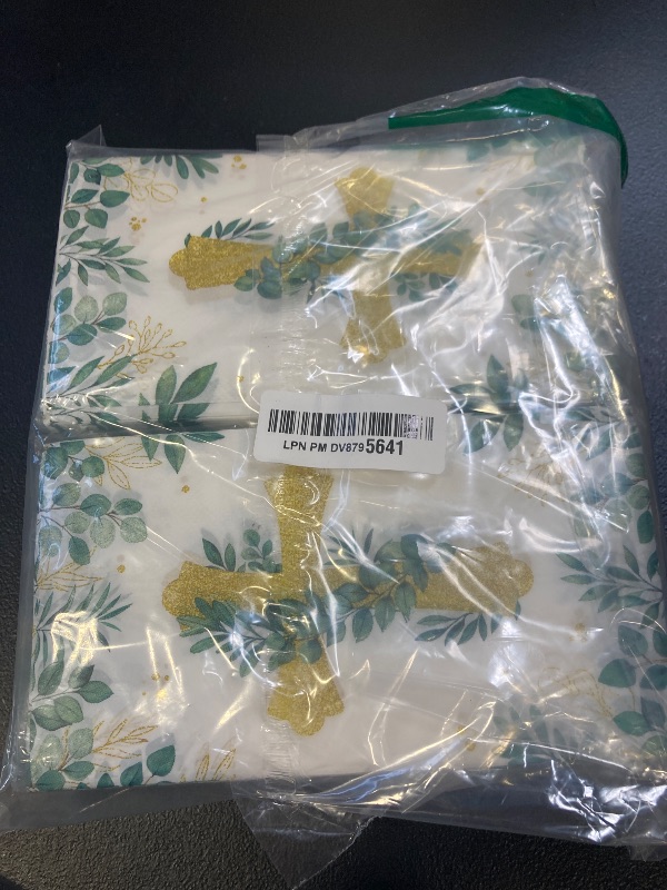 Photo 1 of Harloon 200 Packs Cross Paper Napkins Christian Baptism Napkins First Communion Guest Hand Towel Disposable Christening Luncheon Napkin for Baby Shower Wedding Baptism Party Supplies Decorations