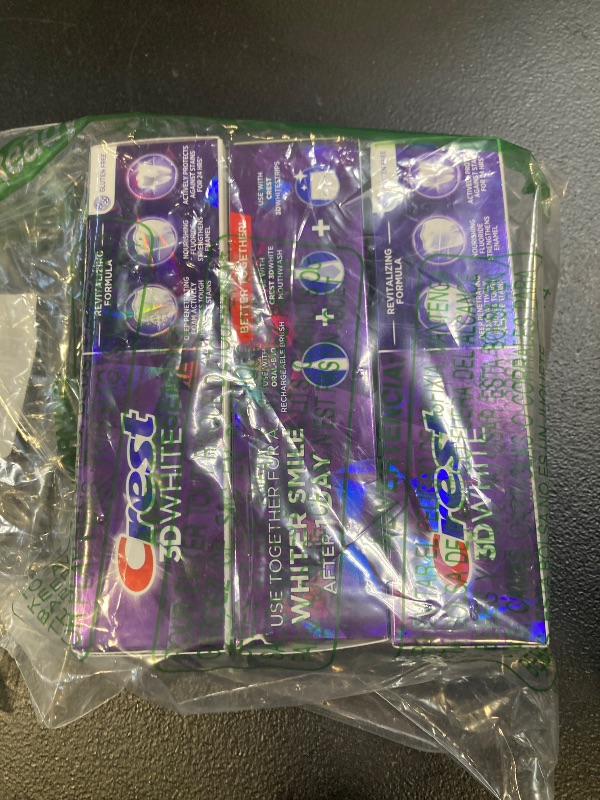 Photo 1 of Crest 3D White Brilliance Luminous Purple Teeth Whitening Toothpaste, 4.6 oz Pack of 3, Anticavity Fluoride Toothpaste, Fights 100% More Surface Stains, 24 Hour Active Stain Prevention