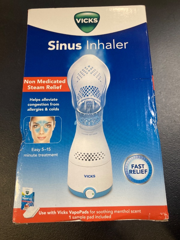 Photo 1 of Vicks Sinus Inhaler - Non-Medicated Steam Relief for Allergies, Congestion, Cough & Colds, Vocal Steamer, Soothes Nasal & Throat Passages, Works with VapoPads (1 Included), FSA & HSA Eligible