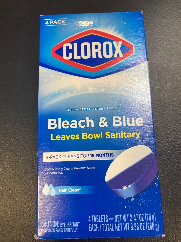 Photo 1 of Clorox Ultra Clean Toilet Tablets Bleach & Blue, Rain Clean, 4 Ct (Package May Vary)