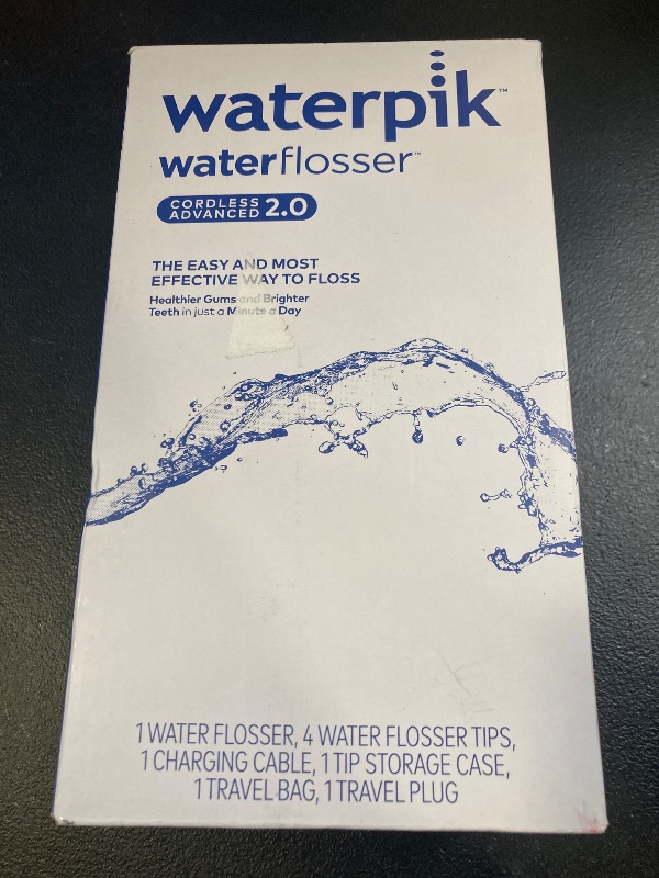 Photo 1 of Waterpik Cordless Advanced 2.0 Water Flosser For Teeth, Gums, Braces, Dental Care With Travel Bag and 4 Tips, ADA Accepted, Rechargeable, Portable, and Waterproof, Black WP-582, Packaging May Vary