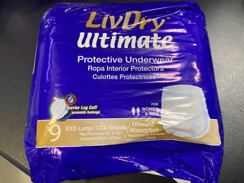 Photo 1 of LivDry Ultimate Adult Incontinence Underwear, High Absorbency, Leak Cuff Protection (XXX-Large (9 Count))