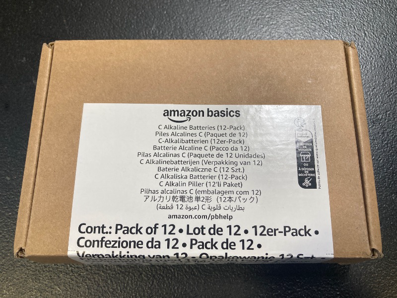 Photo 1 of Amazon Basics 12-Pack C Cell Alkaline All-Purpose Batteries, 1.5 Volt, 5-Year Shelf Life