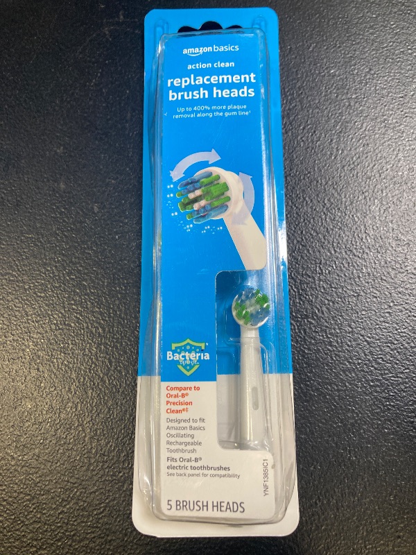 Photo 1 of Amazon Basics Electric Toothbrush Head Replacement Brush, White, 5 Count (Fits Most Oral-B Brushes) (Previously Solimo)