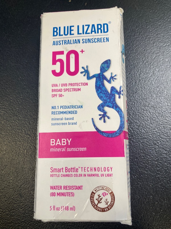Photo 1 of Blue Lizard Baby Mineral Sunscreen with Zinc Oxide, Water Resistant, UVA/UVB Protection with Smart Technology - Fragrance Free, Unscented, SPF 50 - 5 Fl Oz - Bottle