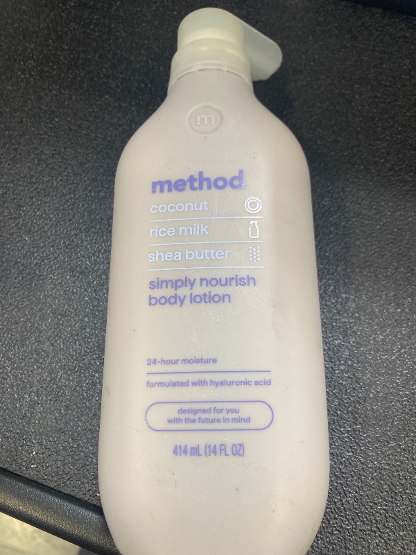 Photo 1 of Method Body Lotion, Simply Nourish, Coconut, Rice Milk + Shea Butter notes, 24 Hours of Moisture 14 oz