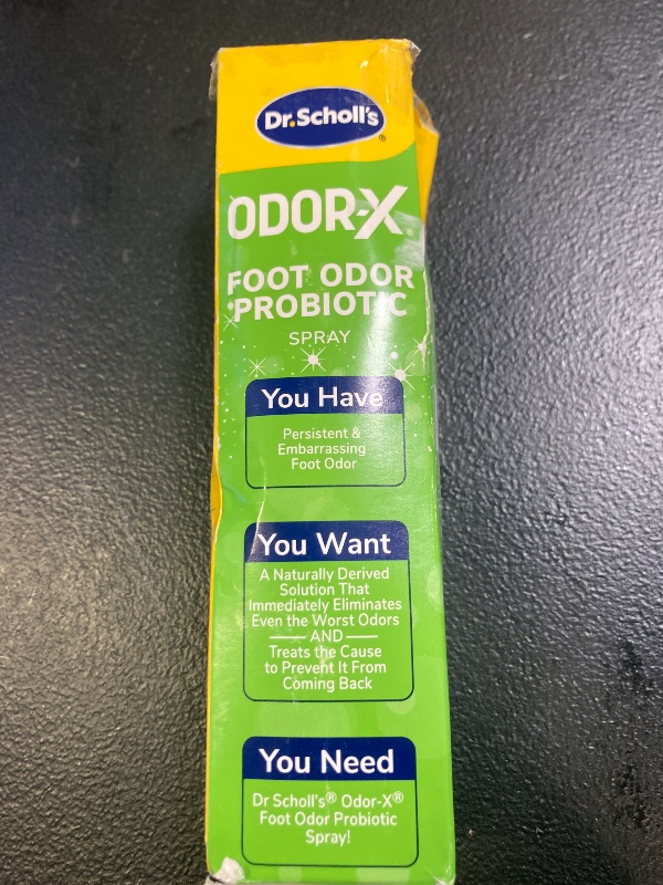 Photo 1 of Dr. Scholl's ODOR-X FOOT ODOR PROBIOTIC SPRAY, 4 oz // Immediately Eliminates The Worst Odors - Prevents Embarrasing Odors From Returning - Restores Skin's Microbiome
