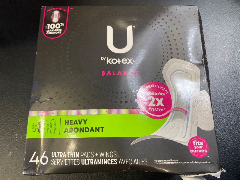 Photo 1 of U by Kotex Balance Ultra Thin Pads with Wings, Heavy Absorbency, 46 Count (Packaging May Vary)