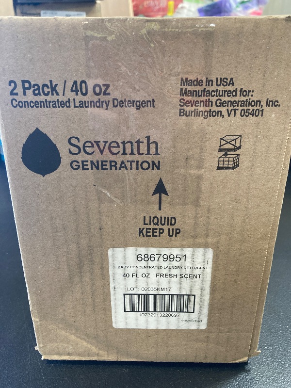 Photo 1 of Seventh Generation Concentrated Baby Laundry Detergent, Fresh Scent, 40 Fl Oz, Pack of 2