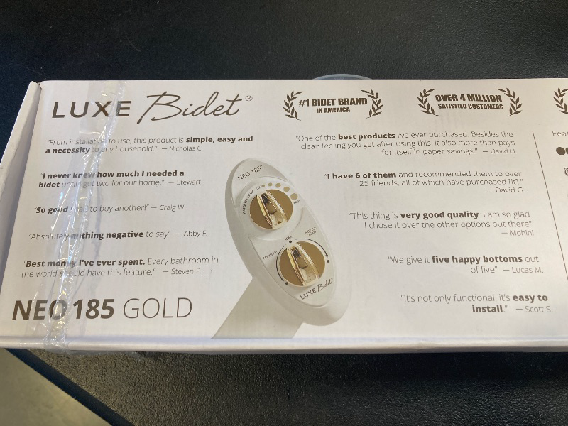 Photo 1 of LUXE Bidet NEO 185 - Self-Cleaning, Dual Nozzle, Non-Electric Bidet Attachment for Toilet Seat, Adjustable Water Pressure, Rear and Feminine Wash (Gold)