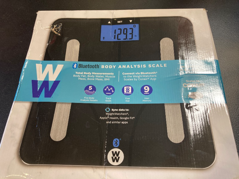 Photo 1 of Weight Watchers Scales by Conair Smart Scale for Body Weight, Digital Bluetooth Smart Bathroom Scale with Body Fat, Muscle, and BMI in Black