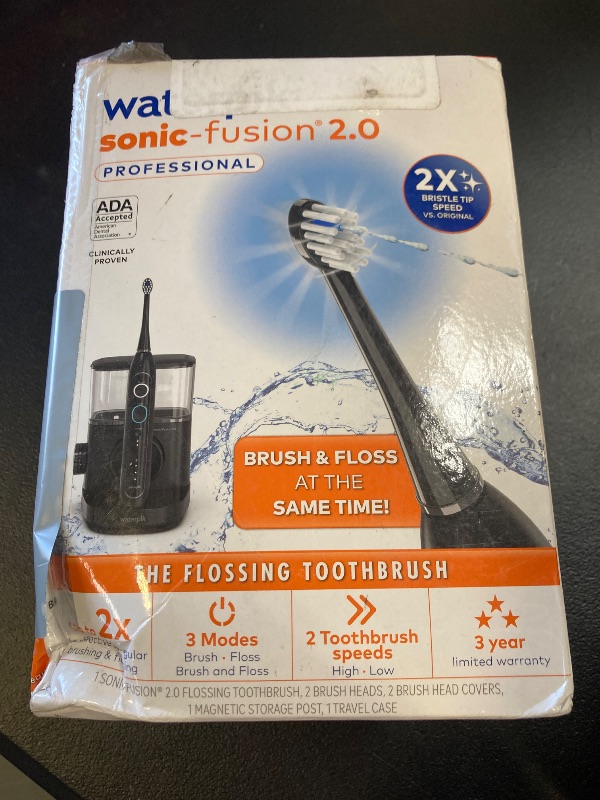 Photo 1 of Waterpik Sonic-Fusion 2.0 Professional Flossing Electric Toothbrush with Water Flosser Combo In One, Black SF-04, Packaging May Vary