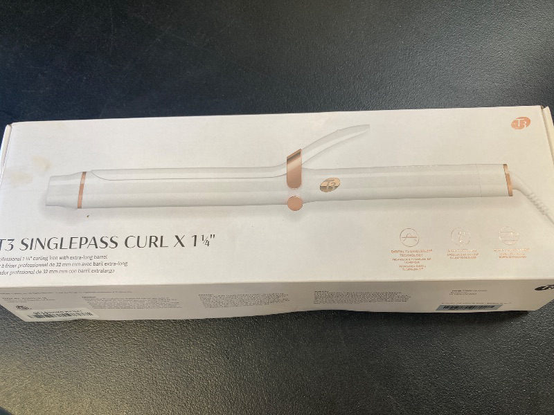 Photo 1 of T3 SinglePass Curl X Extra-Long Barrel Curling Iron with 9 Heat Settings and Ceramic Barrel for Fast Styling and Lasting Results on All Hair Types