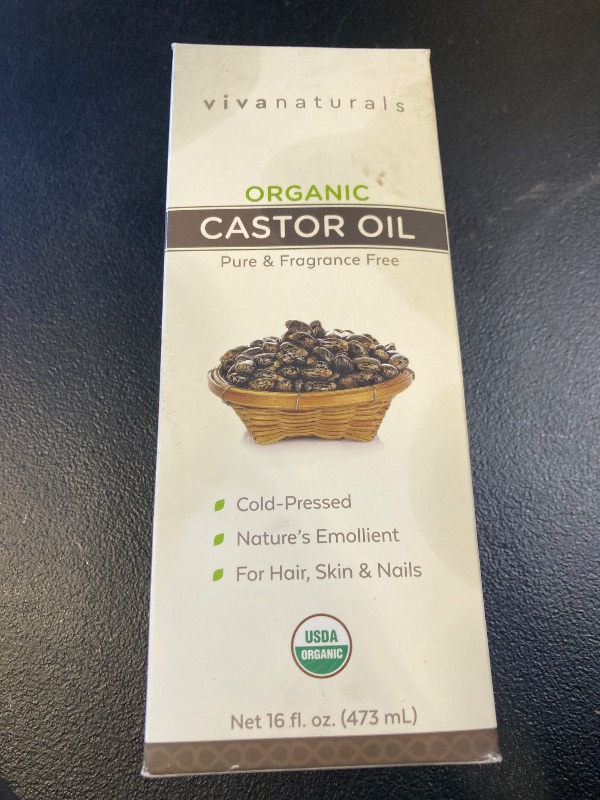 Photo 1 of Viva Naturals Organic Castor Oil for Eyelashes and Eyebrows (16 fl oz) - USDA Certified Organic, Cold Pressed Castor Oil, Natural Hair Oil & Eyelash Serum, Beauty Kit Included