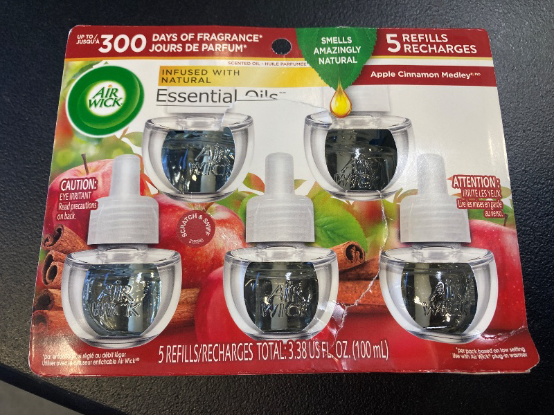 Photo 1 of Air Wick Plug in Scented Oil Refill, Apple Cinnamon Medley, 5ct, Air Freshener, Essential Oils