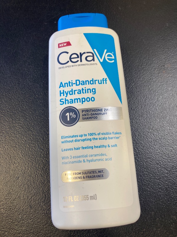 Photo 1 of CeraVe Hydrating Anti Dandruff Shampoo, 1% Pyrithione Zinc Dandruff Treatment With Ceramides, Niacinamide & Hyaluronic Acid, Helps Eliminate Flakes & Provides Itchy Scalp Relief, Sulfate Free, 12 Oz