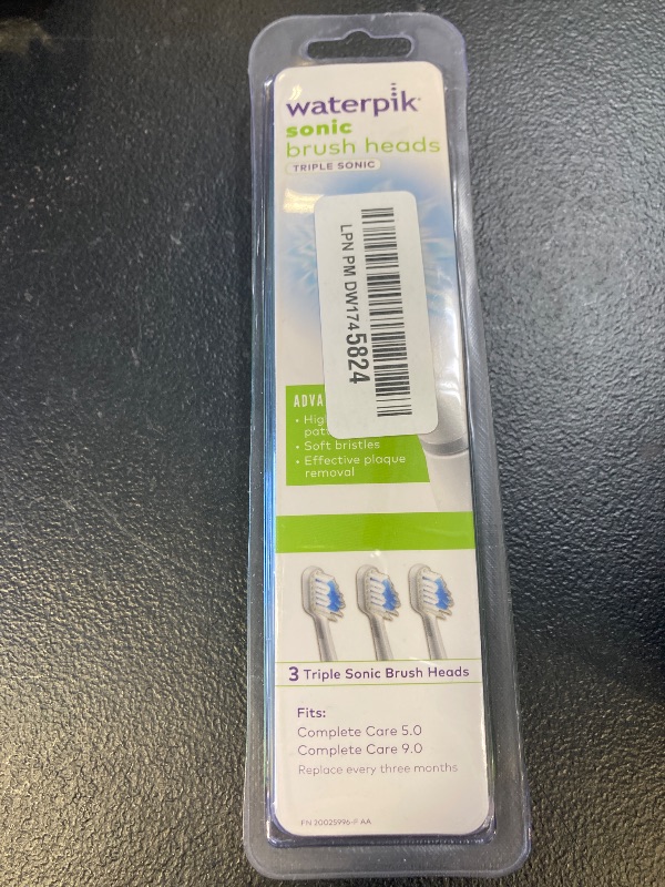 Photo 1 of Waterpik Triple Sonic Tooth Brush Heads Replacement, Complete Care, STRB-3WW, 3 Count (Pack of 1), White