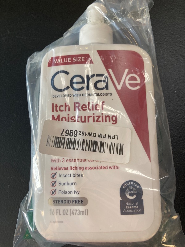 Photo 1 of CeraVe Anti Itch Moisturizing Lotion with Pramoxine Hydrochloride, Relieves Itch with Minor Skin Irritations, Sunburn Relief, Bug Bites, 16 Ounces