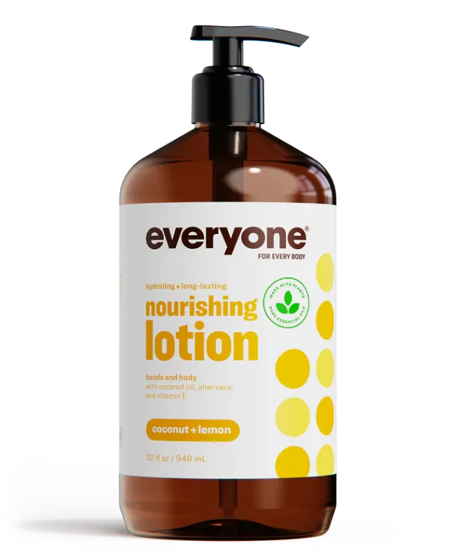 Photo 1 of Everyone Nourishing Hand and Body Lotion, 32 Ounce, Coconut and Lemon, Plant-Based Lotion with Pure Essential Oils, Coconut Oil, Aloe Vera and Vitamin E