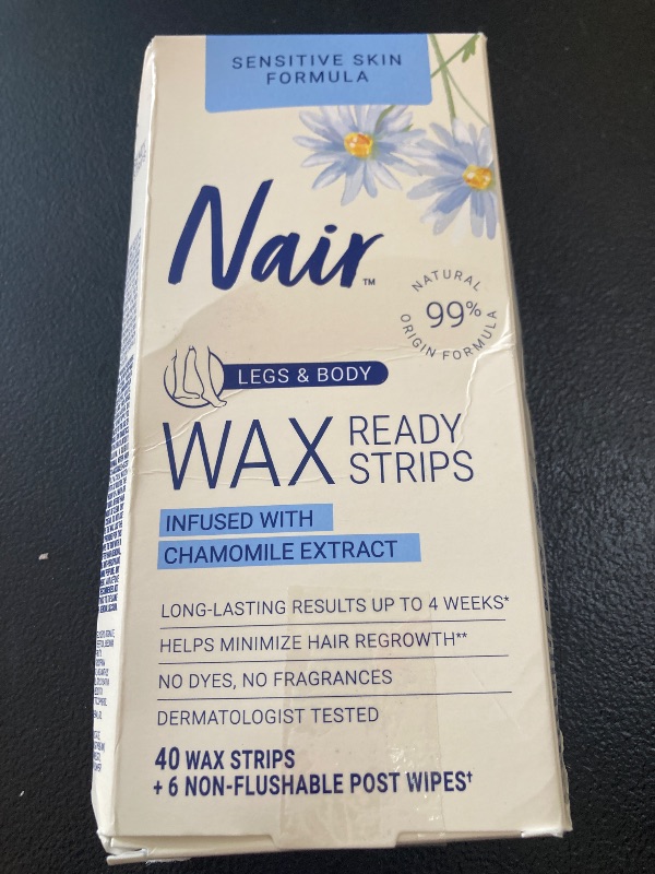 Photo 1 of Nair Sensitive Hair Remover Wax Ready Strips, Legs and Body Hair Removal Wax Strips, 40 Count