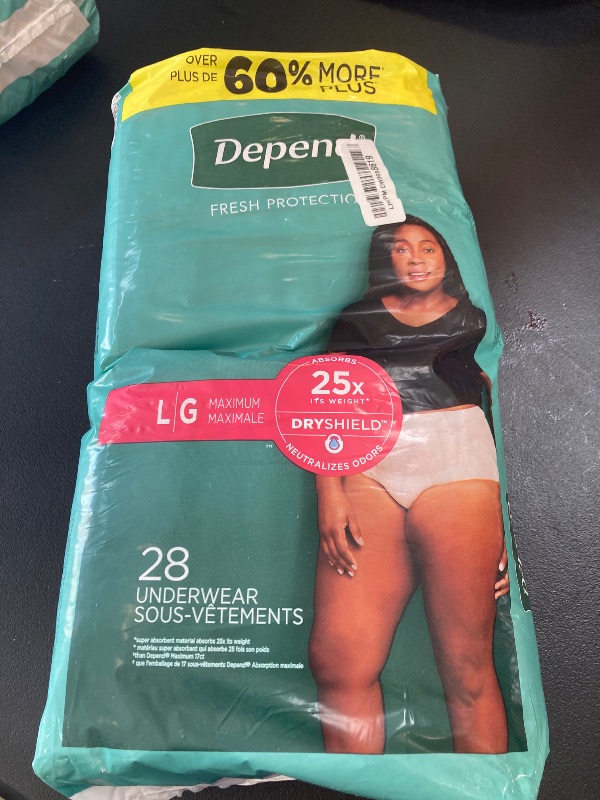 Photo 1 of Depend Fresh Protection Adult Incontinence & Postpartum Bladder Leak Underwear for Women, Disposable, Maximum, Large, Blush, 28 Count, Packaging May Vary