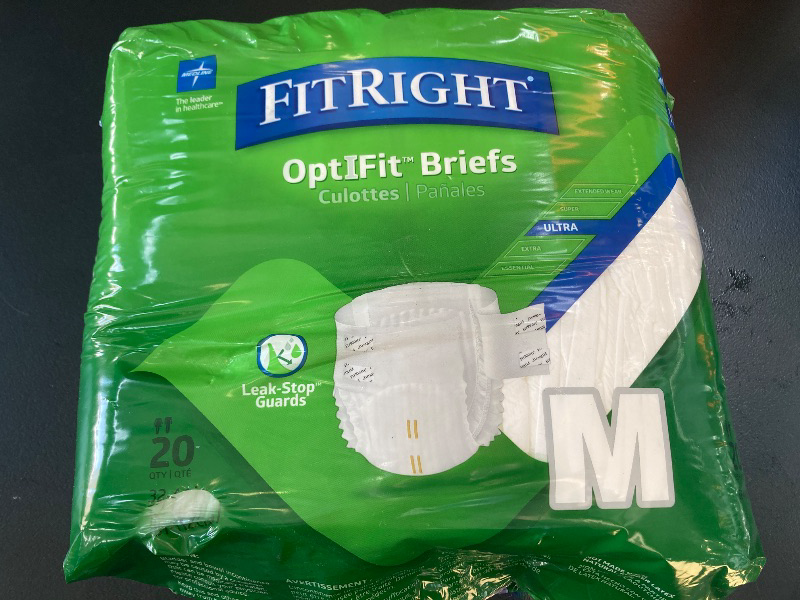 Photo 1 of FitRight Ultra Adult Diapers, Disposable Incontinence Briefs, Leak-Proof Diaper, Absorbent Briefs For Men and Women, Maximum Protection, Medium, 32 – 44 in, 20 briefs per bag